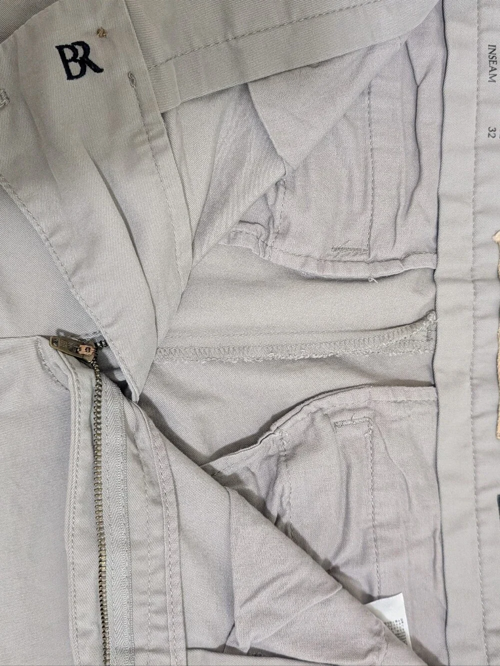 Banana Republic Lived-In Chino Skinny Fit Embroidered BR Logo Gray Pants•32×32